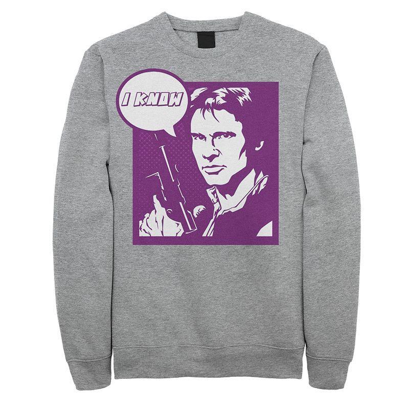 Men's Star Wars Han Solo "I Know" Sweatshirt, Size: Large, Athletic Grey Product Image