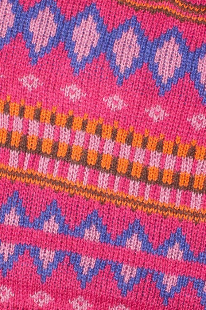 Fuchsia Fair Isle Turtleneck Sweater Product Image