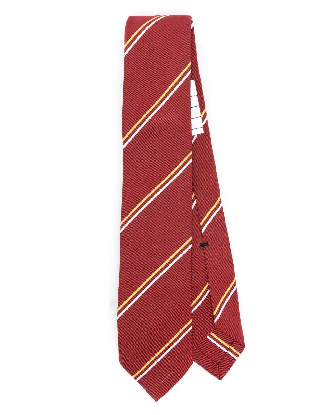 THOM BROWNE Striped Silk-blend Tie In Red Product Image