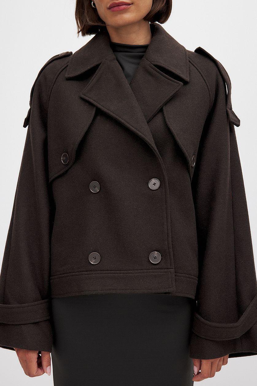 Short Wool Blend Raglan Jacket Product Image