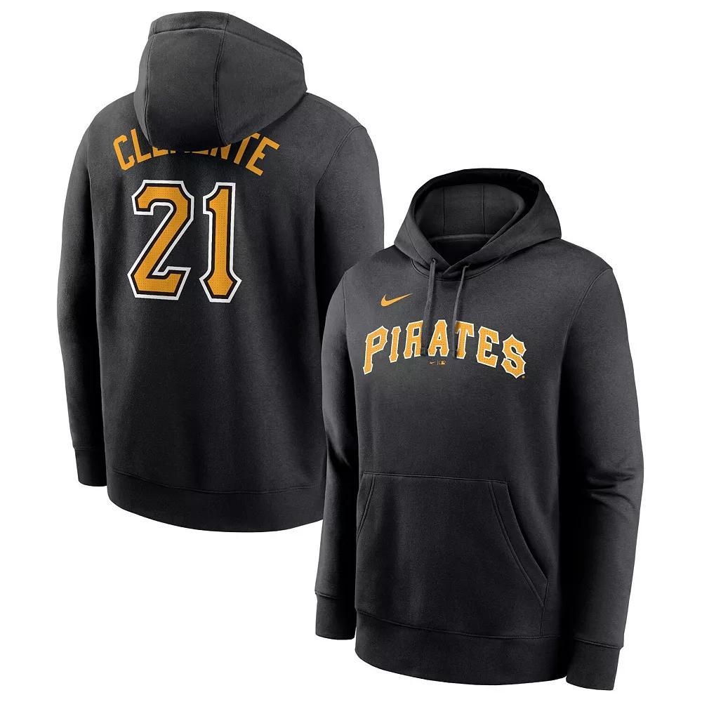 Men's Nike Roberto Clemente Black Pittsburgh Pirates Player Name & Number Club Pullover Hoodie,  Product Image