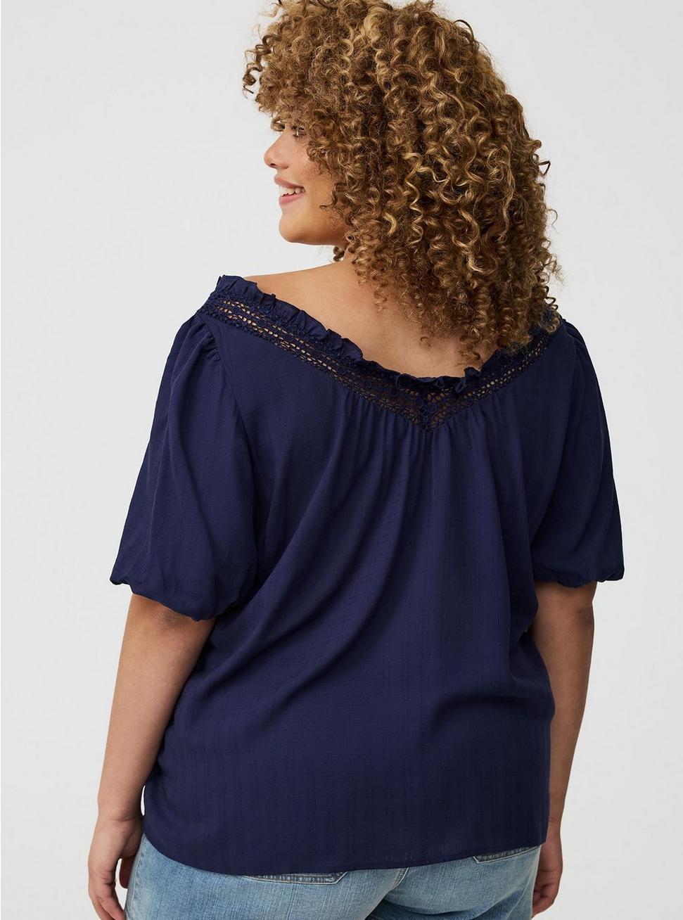 Crosshatch Dobby Lace-Trim Top Product Image