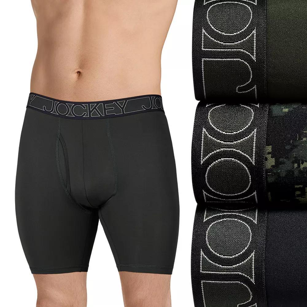 Men's Jockey 3-Pack Active Microfiber 5" Boxer Briefs, Size: Large, Black Product Image