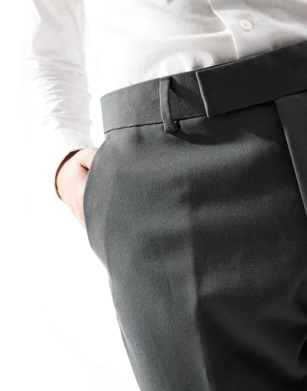 ASOS DESIGN smart slim fit pants in dark gray Product Image