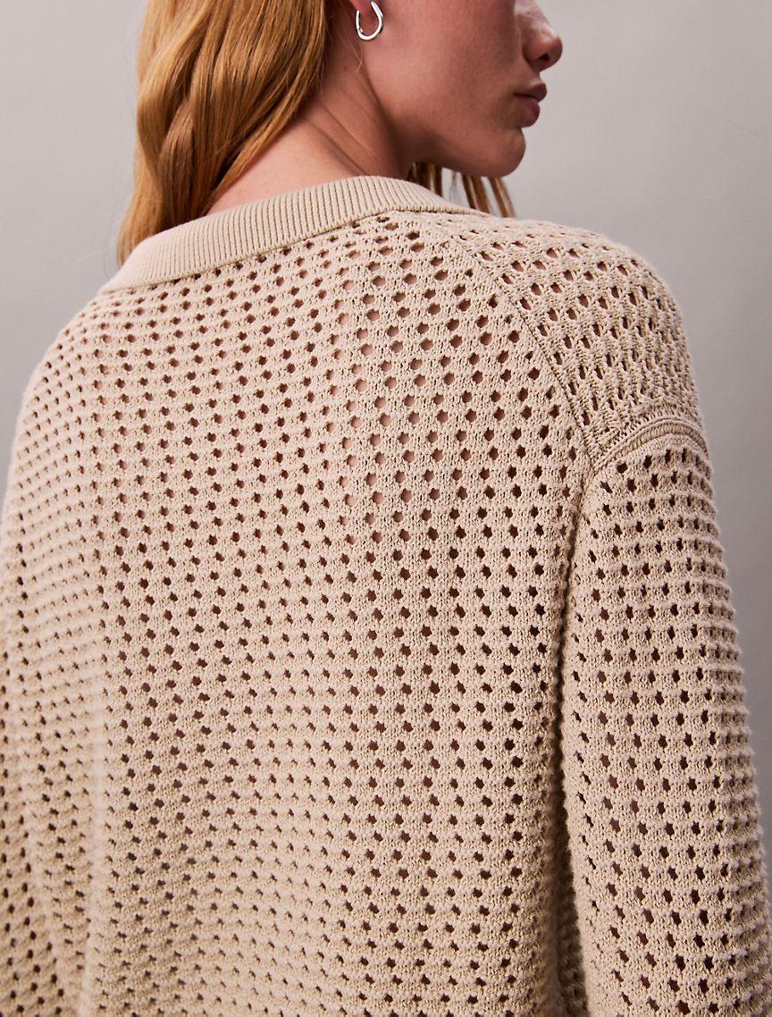 Open Stitch Polo Sweater Product Image