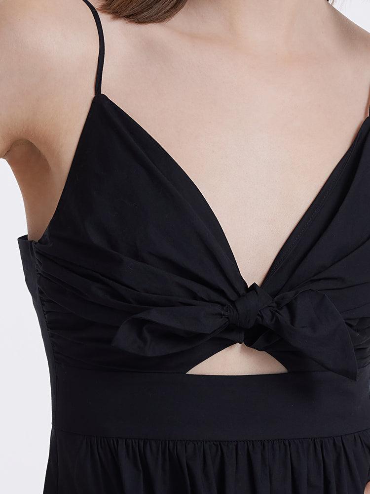 Cut-out Spaghetti Strap Bowknot Tied Maxi Dress Product Image