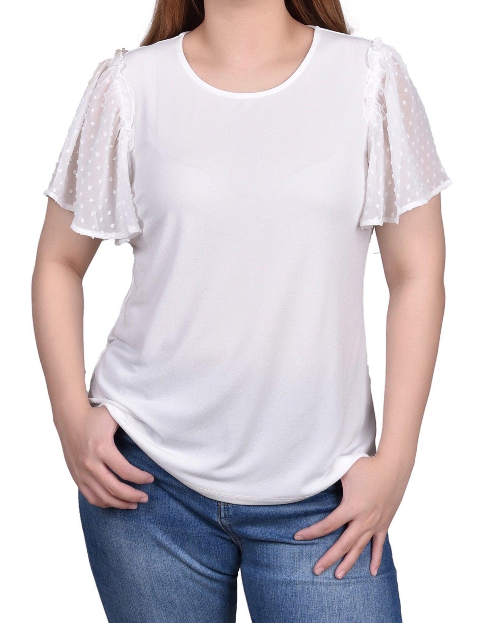 Clip Dot Flutter Sleeve Top Product Image