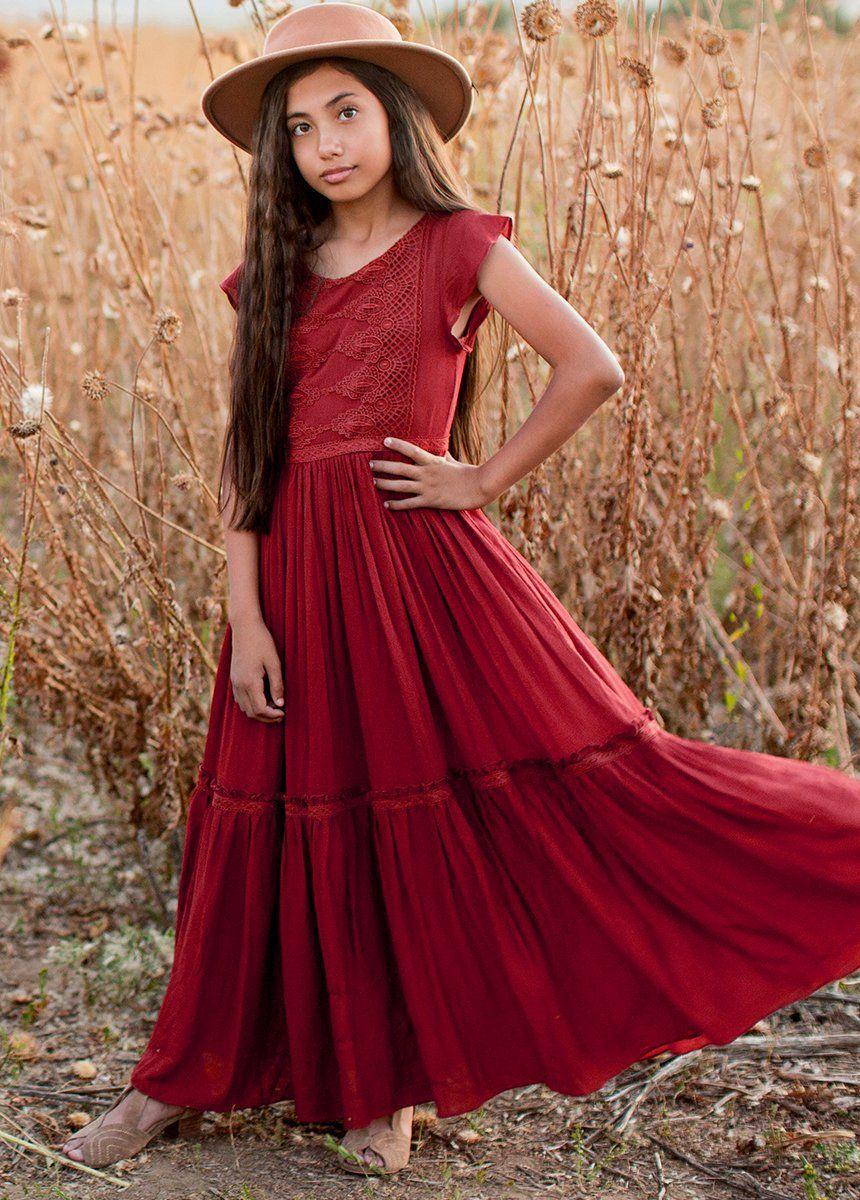 Viola Dress in Crimson Girls Product Image