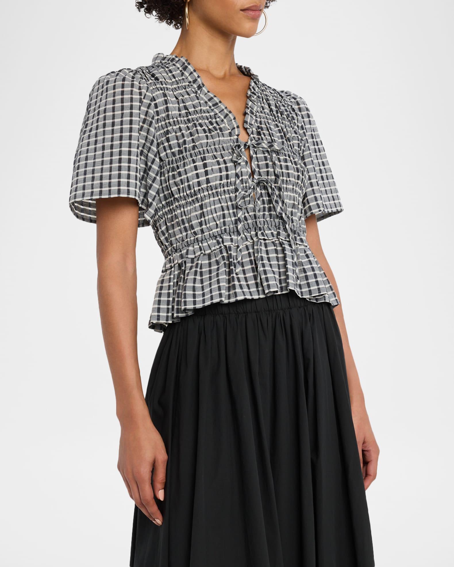 Portia Check Tie-Front Top Product Image