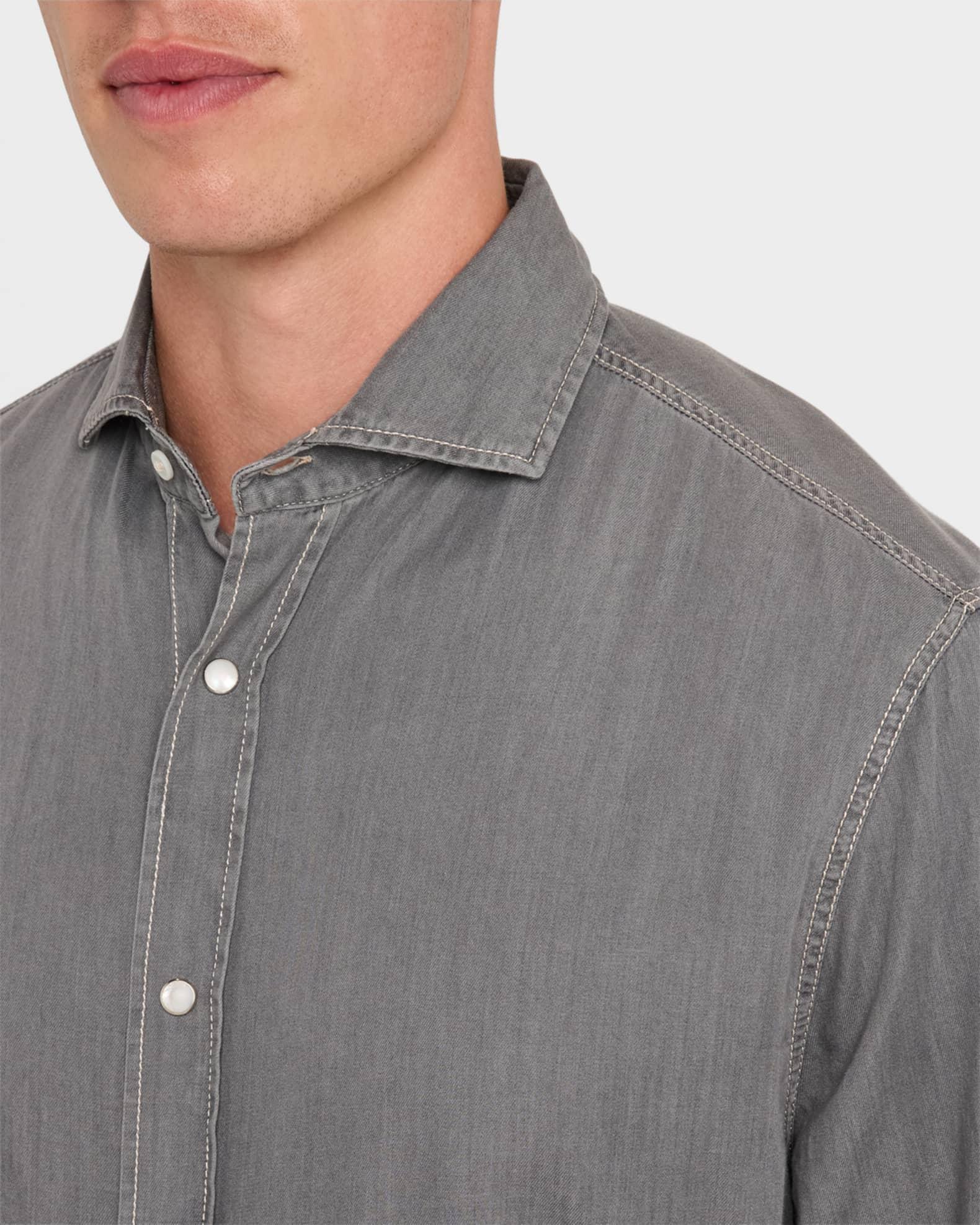 Men's Denim Snap-Front Sport Shirt Product Image