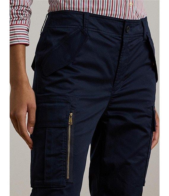 Lauren Ralph Lauren Cotton Sateen High-Rise Straight Leg Ankle Length Cargo Pant Product Image
