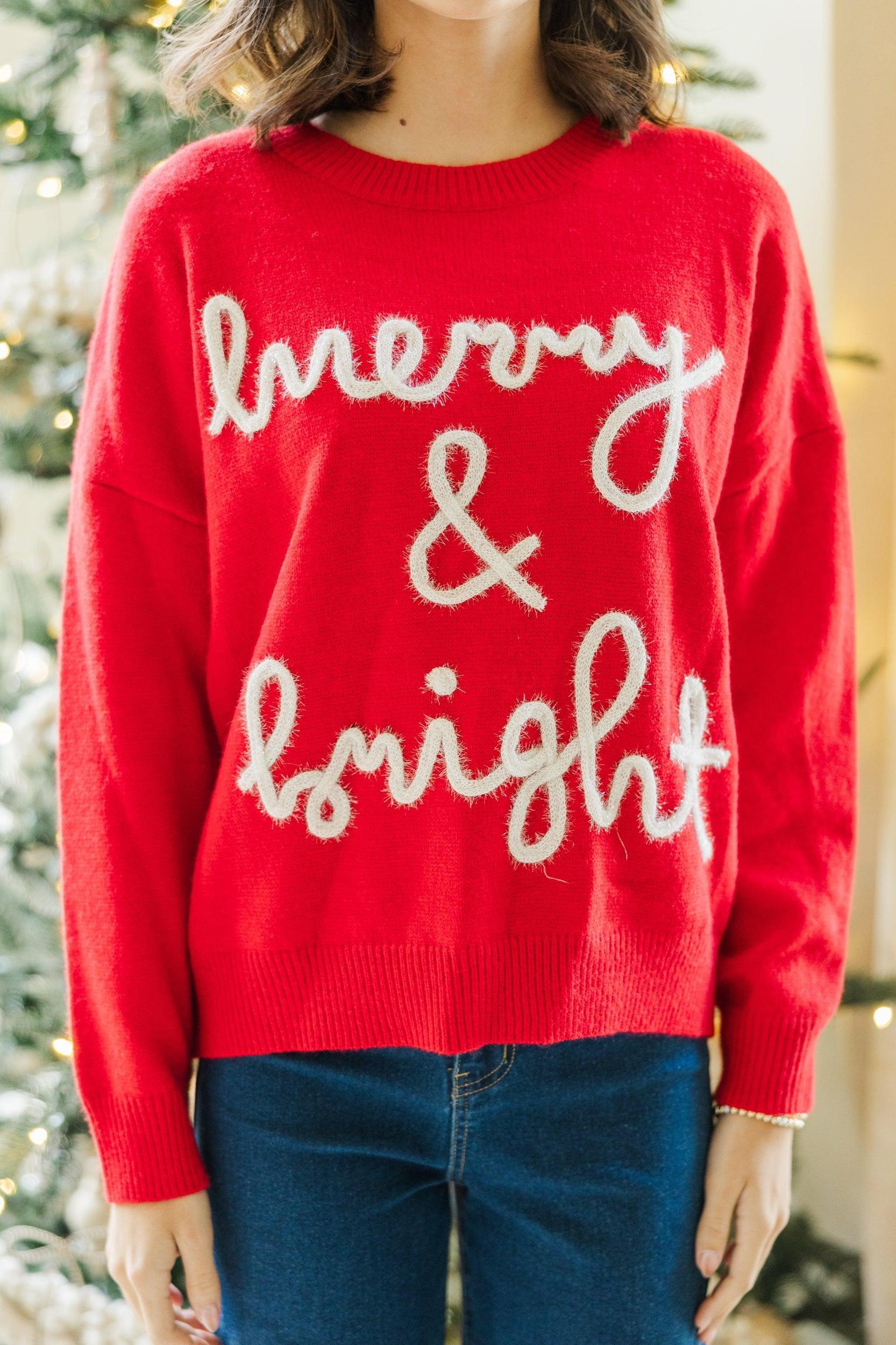 Merry & Bright Cream Script Sweater Female Product Image