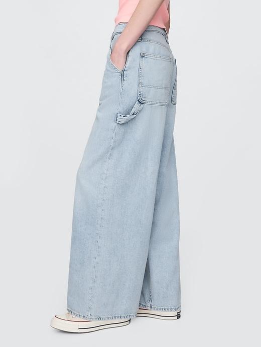 Mid Rise UltraSoft Denim Baggy Trousers Product Image