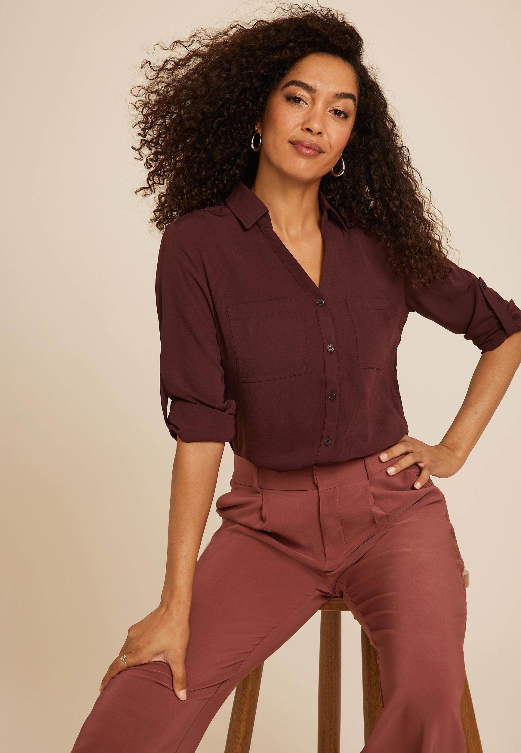 Maurices Womens XX Large Size Winona Button Down Blouse Product Image