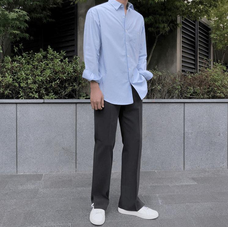 RT No. 3073 STRAIGHT DRAPE SLIT PANTS Product Image