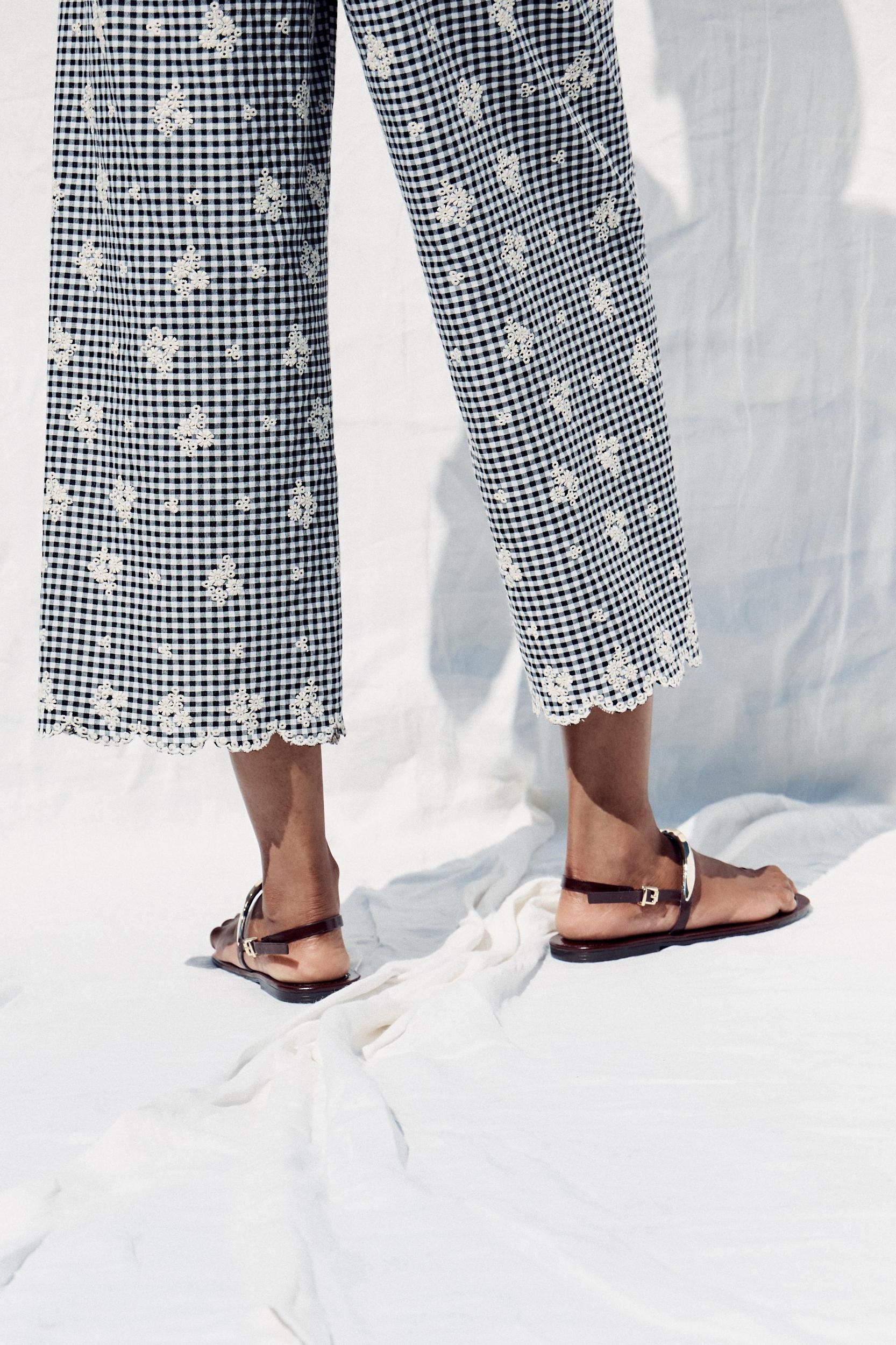 GINGHAM CULOTTES WITH EMBROIDERY Product Image