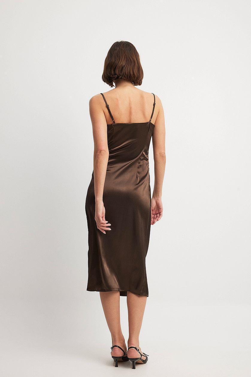 Overlap Satin Slip Dress Product Image