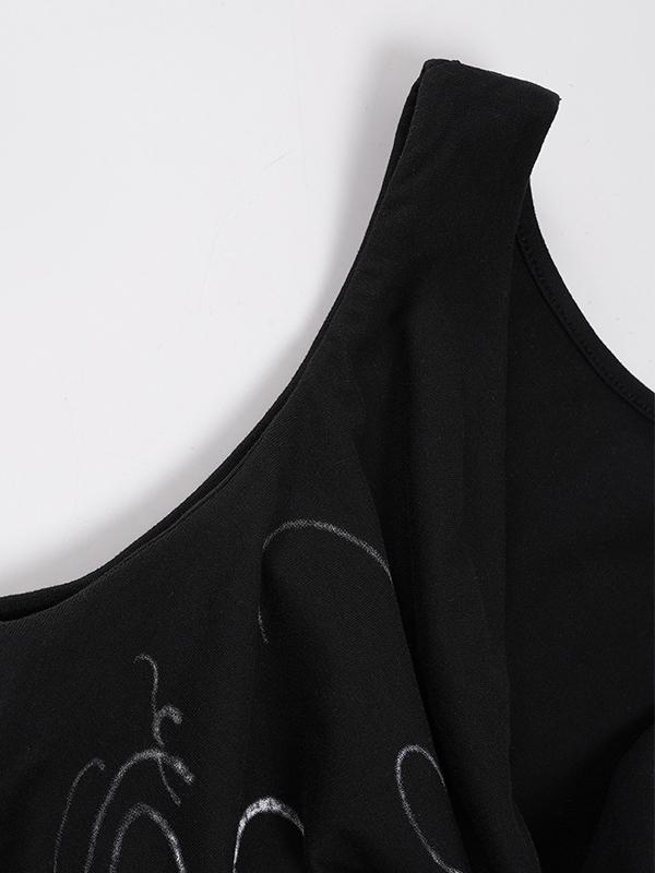 Dark Retro Print Casual Top Product Image