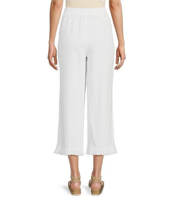 Multiples Textured Slub Woven Straight Leg Elastic Drawstring Waist Pull-On Pants Product Image