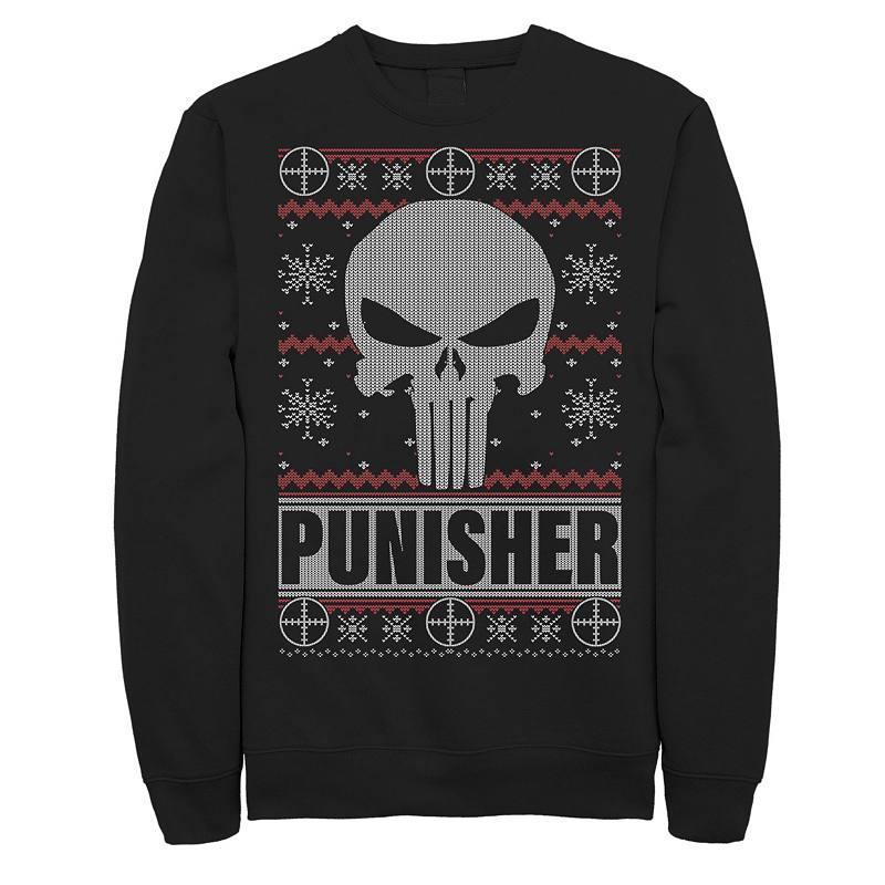 Men's Marvel Punisher Skull Christmas Sweatshirt,  Product Image