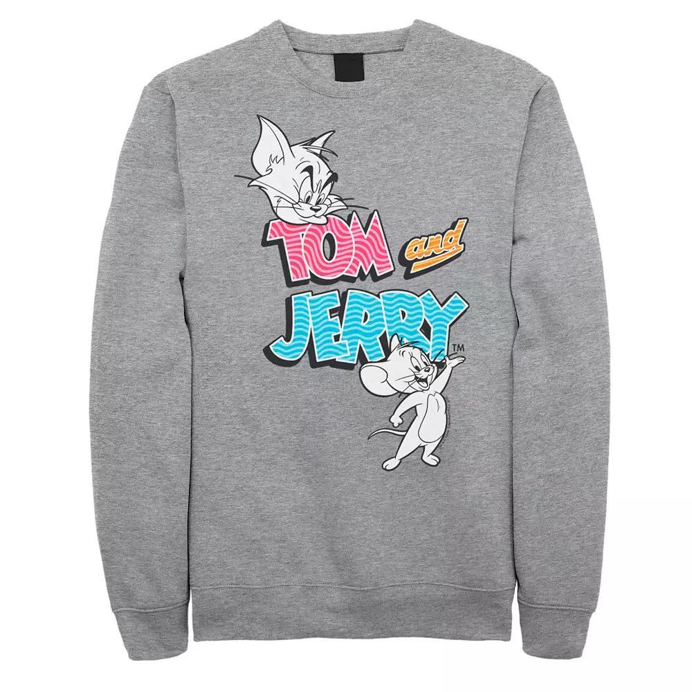 Big & Tall Tom and Jerry Patterned Logo Stamp Portrait Graphic Fleece, Men's,  Product Image