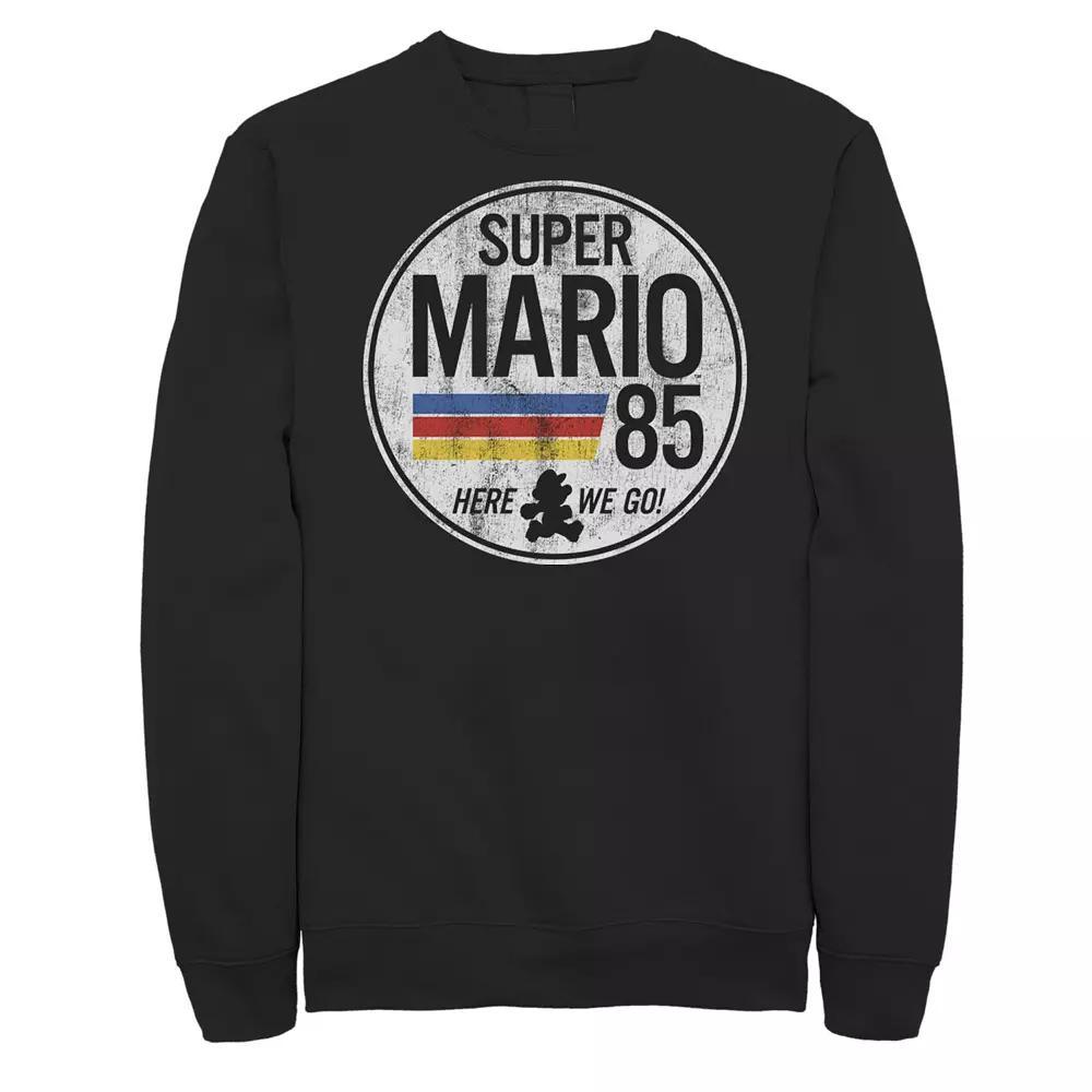 Big & Tall Nintendo Super Mario 85 Here We Go! Distressed Logo Sweatshirt, Men's, Size: 4XL, Black Product Image
