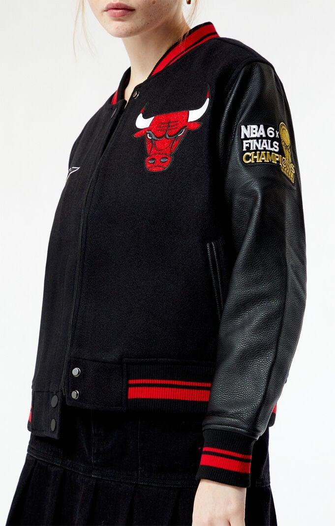 ProStandard Women's Chicago Bulls Varsity Jacket in Black/Red - Product Image