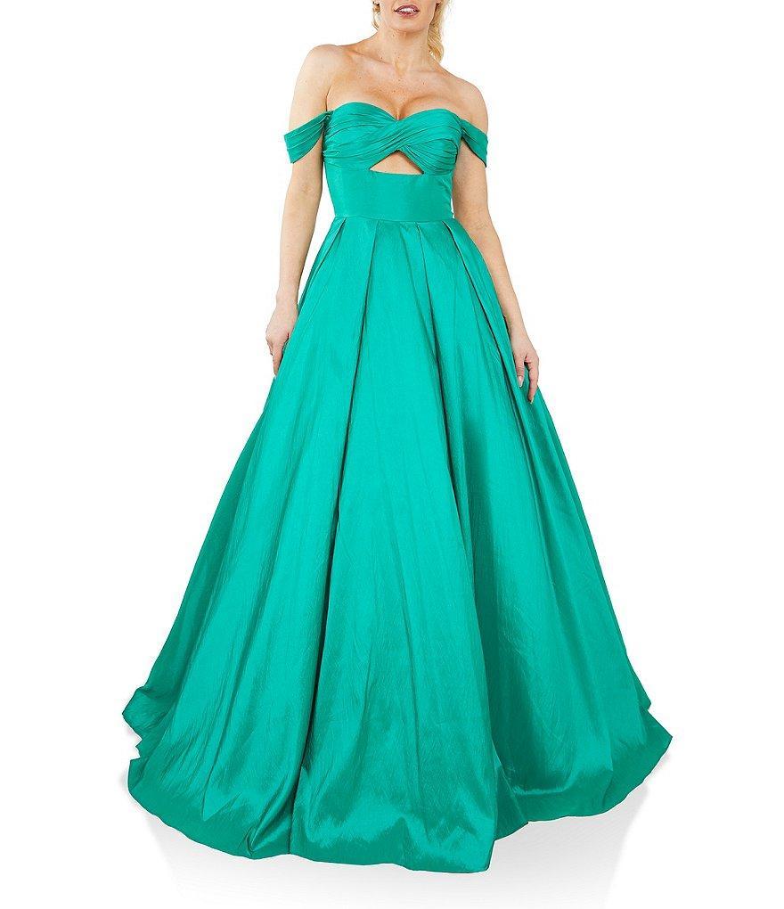 Terani Couture Off The Shoulder Peekaboo Cut Out Ballgown Product Image