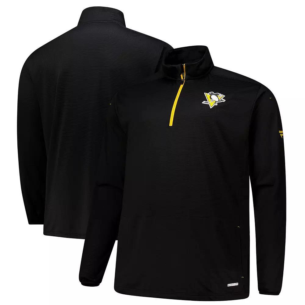 Men's Fanatics Black Pittsburgh Penguins Big & Tall Authentic Pro Quarter-Zip Pullover,  Product Image