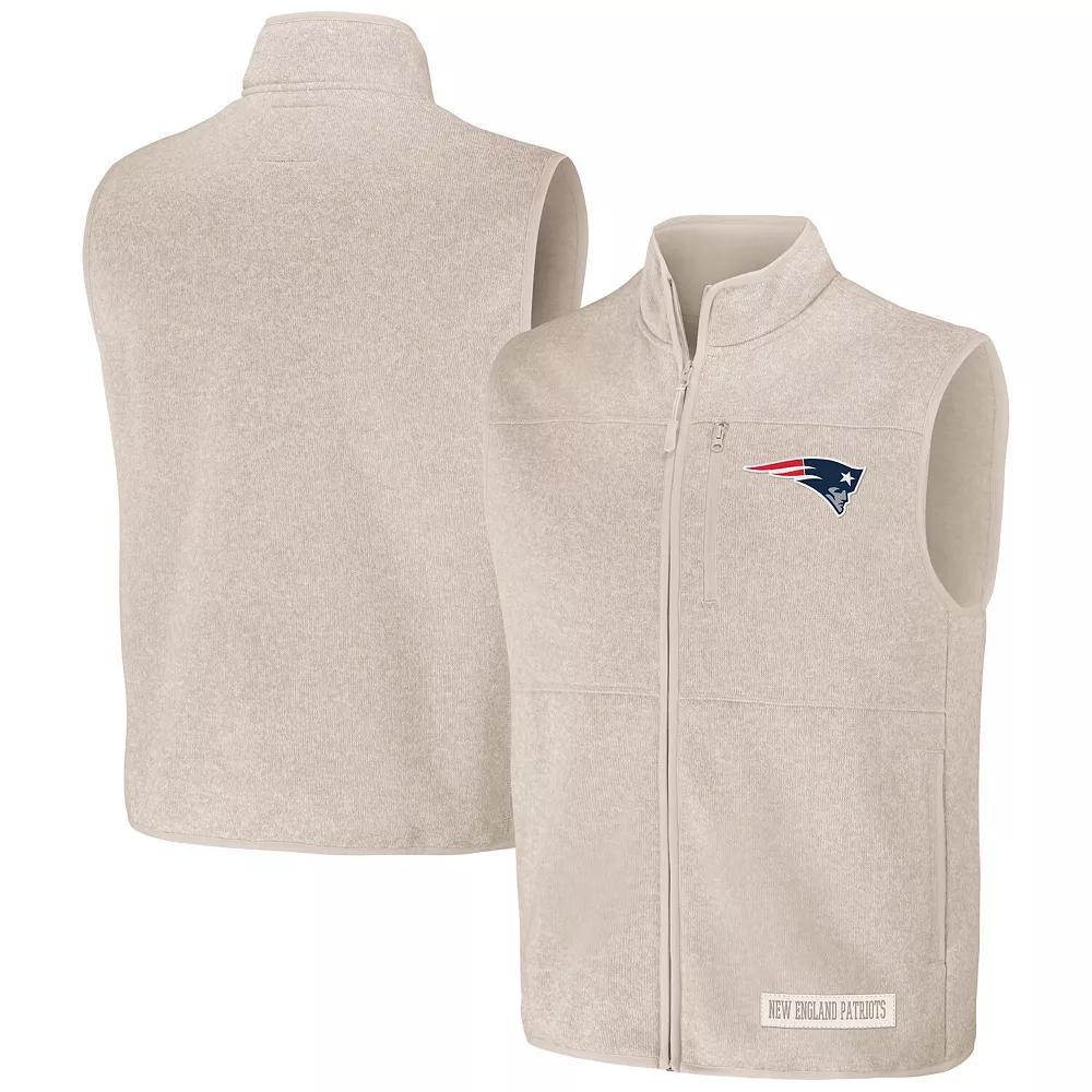 Men's NFL x Darius Rucker Collection by Fanatics  Oatmeal New England Patriots Full-Zip Sweater Vest, Size: Small, Team Product Image
