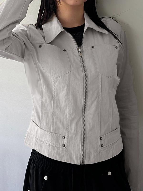 Workwear-Style Basic Solid Colours Jacket Product Image