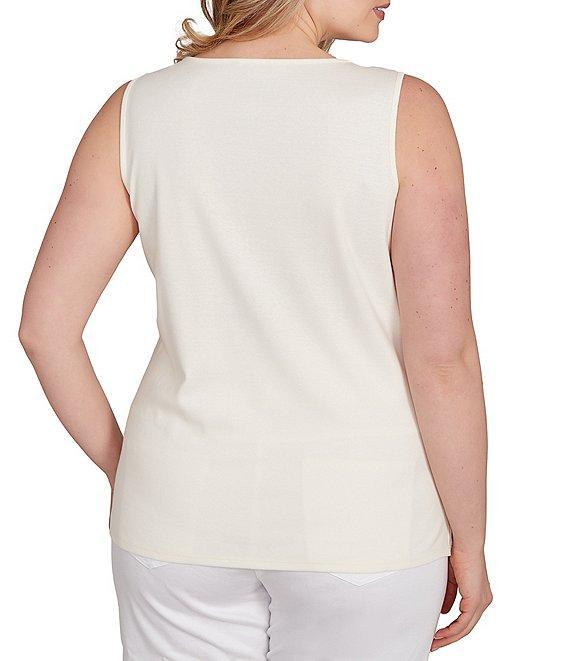 Ruby Rd. Plus Size Ribbed Knit Scoop Neck Sleeveless Side Slit Tank Product Image