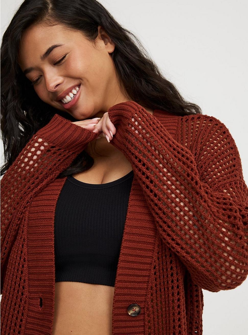 Open Stitch Cardigan Sweater Product Image