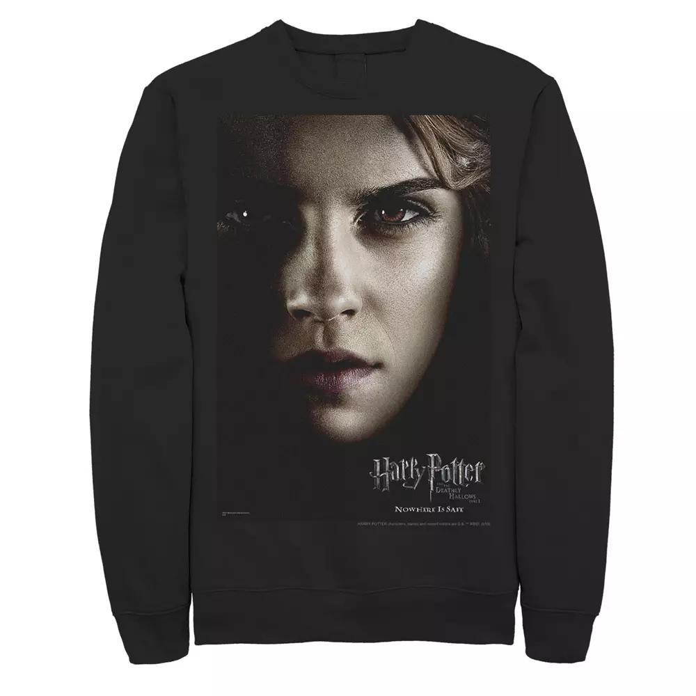 Men's Harry Potter Deathly Hallows Hermione Character Poster Fleece Graphic Pullover, Size: XL, Black Product Image