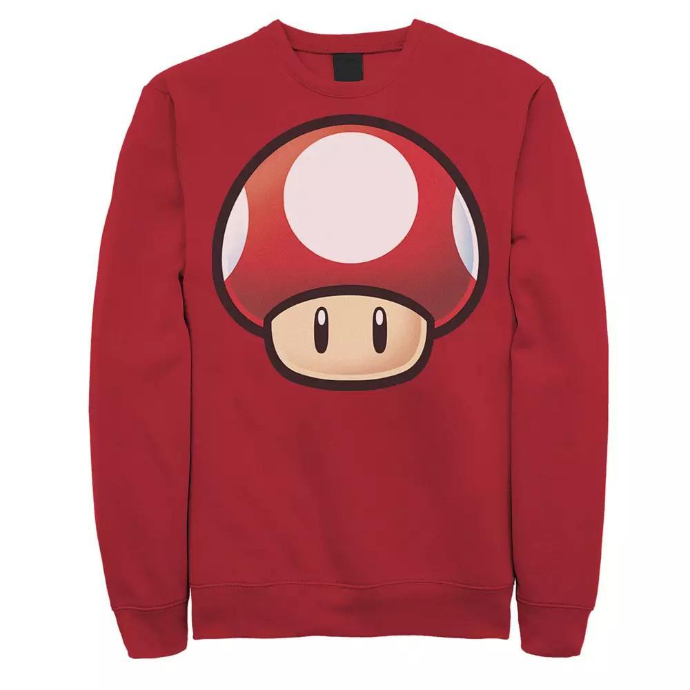 Men's Nintendo Super Mario Red Mushroom Big Face Sweatshirt,  Product Image