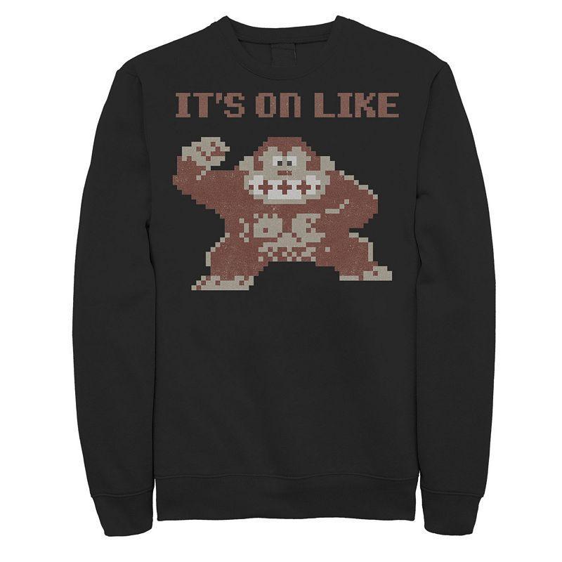 Men's Nintendo Nintendo Donkey Kong Classic Its On Graphic Fleece Pullover, Size: Small, Black Product Image