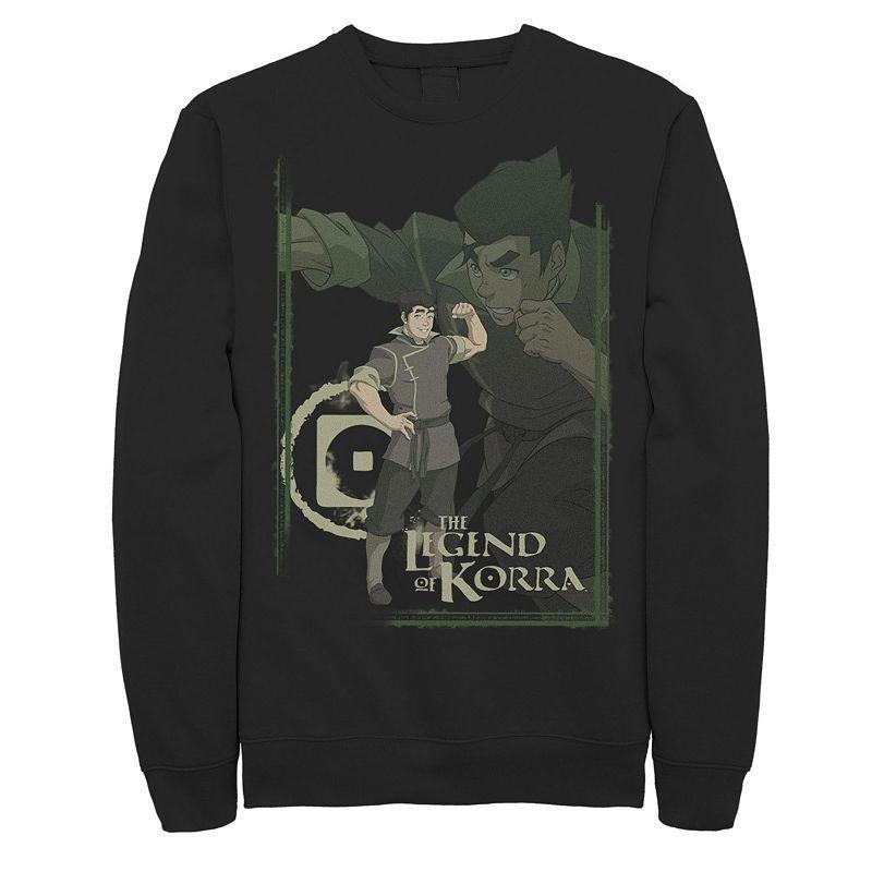 Men's The Legend Of Korra Bolin Collage Poster Graphic Fleece Pullover, Size: Small, Black Product Image