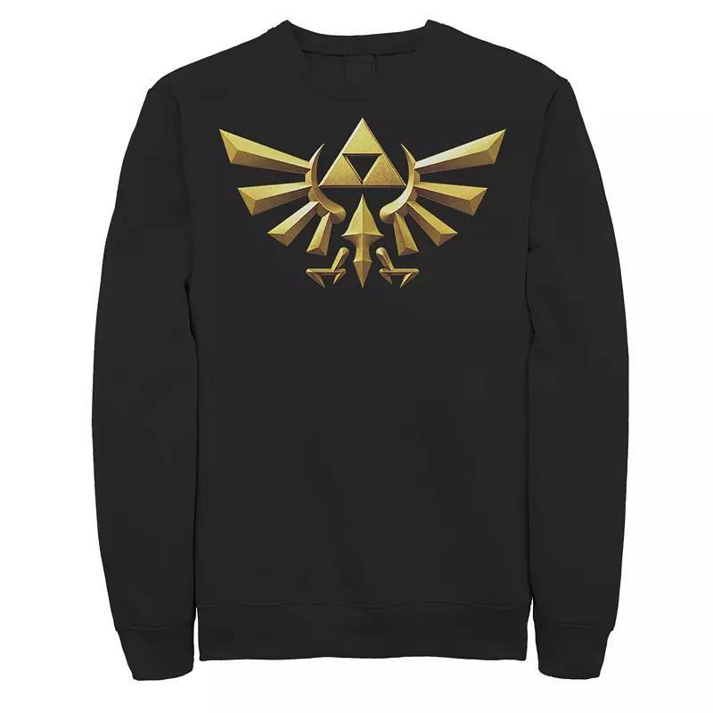 Men's Nintendo Zelda Hyrule Crest Iconic Golden Triforce Sweatshirt, Size: Large, Black Product Image