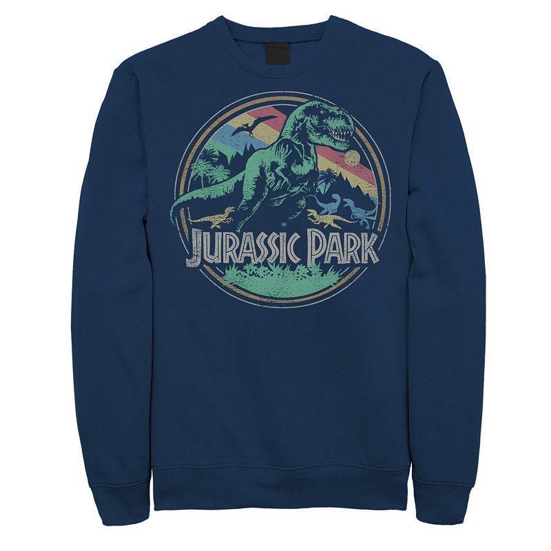 Men's Jurassic Park T-Rex Distressed Retro Logo Sweatshirt, Size: XL, Blue Product Image