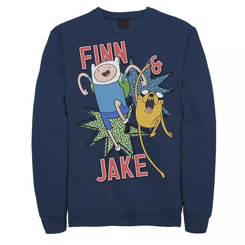 Mens Cartoon Network Adventure Time Finn & Jake Kapows Fleece Grey Heather Product Image