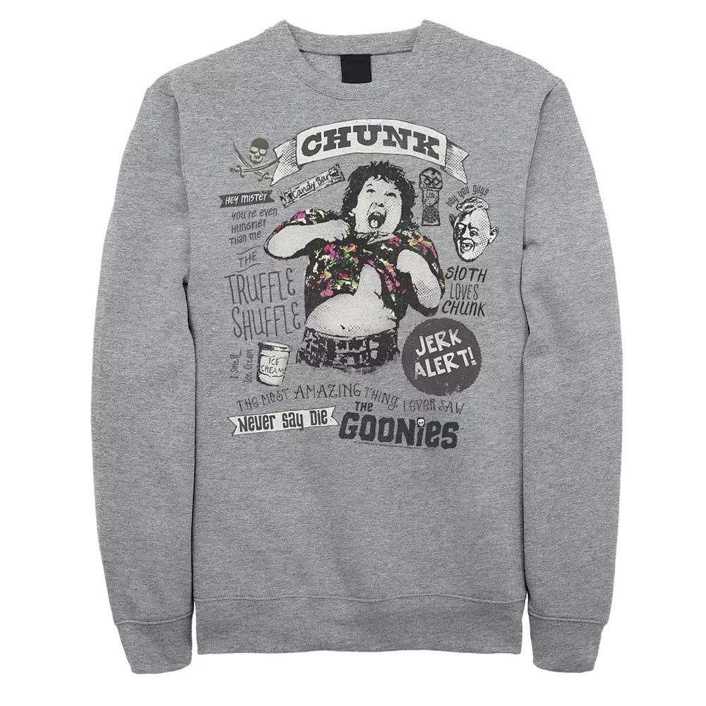 Men's The Goonies Chunk & Sloth Things Text Sweatshirt, Size: XL, Athletic Grey Product Image