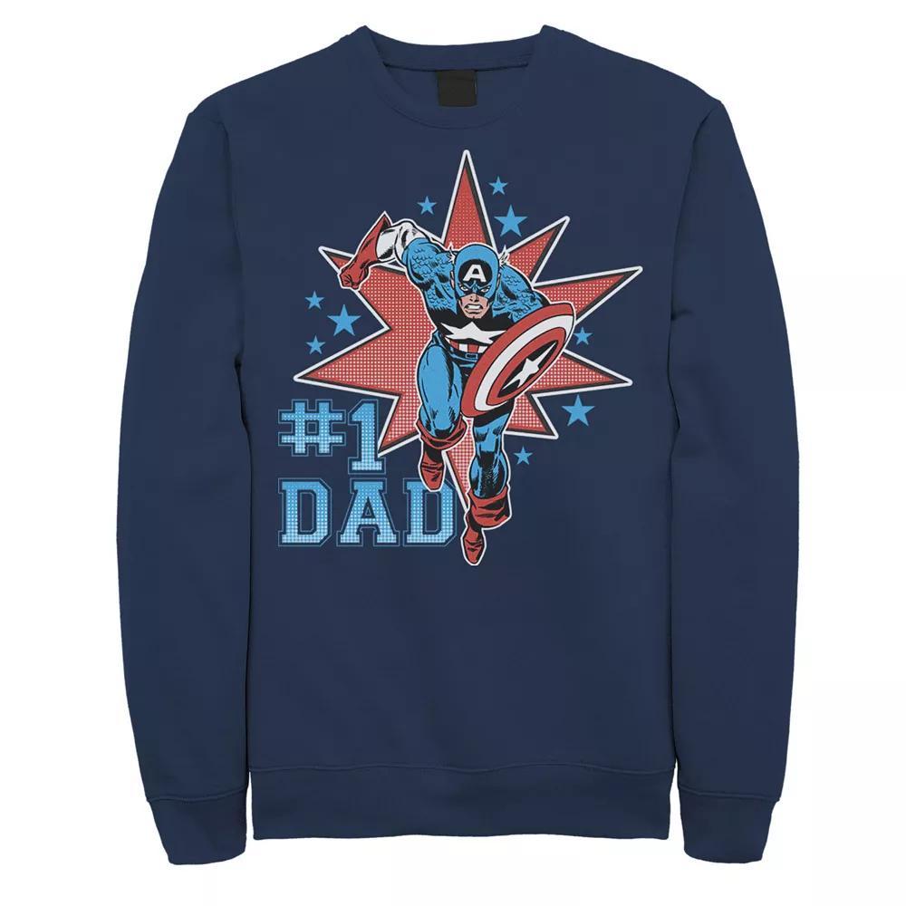 Men's Marvel Captain America #1 Dad Sweatshirt, Size: Medium, Blue Product Image