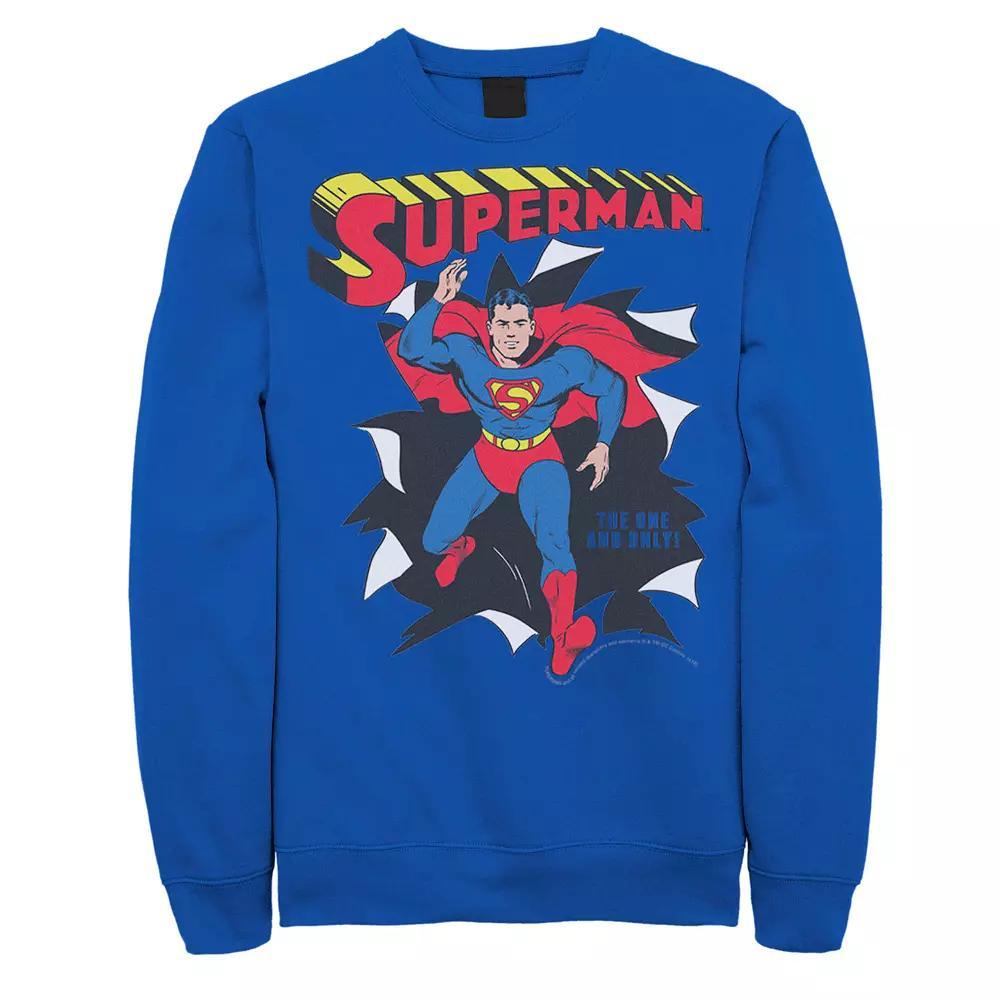 Men's DC Comics Superman Through Wall Poster Sweatshirt, Size: XL, Athletic Grey Product Image