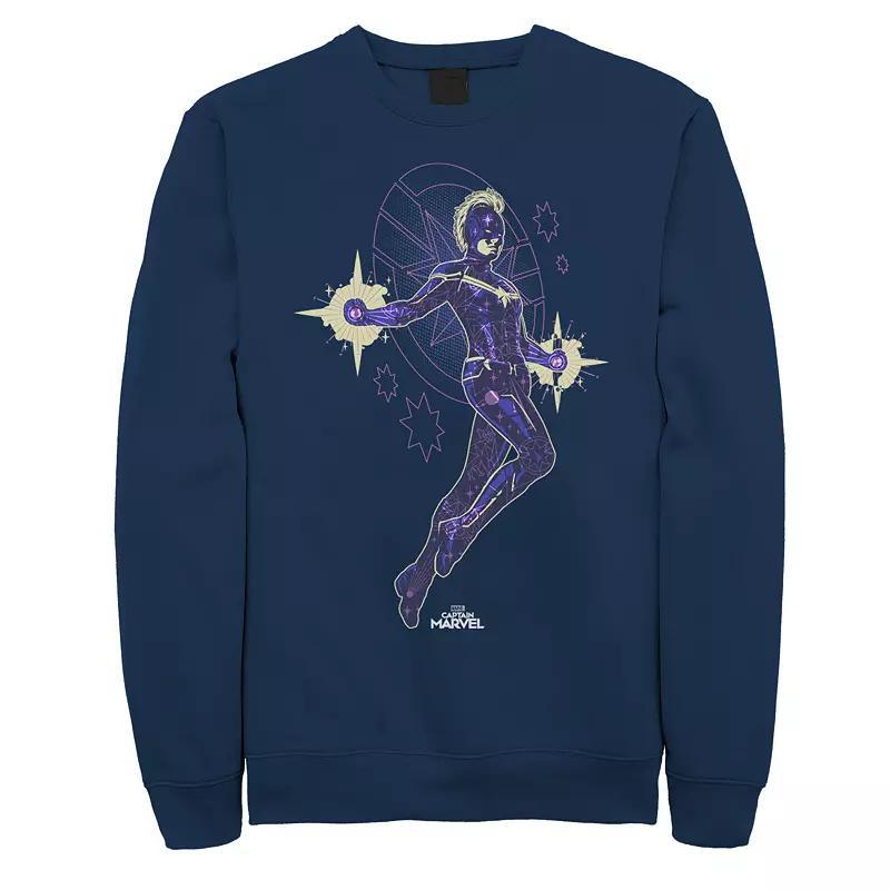 Mens Captain Marvel Flying Star Sweatshirt Blue Product Image