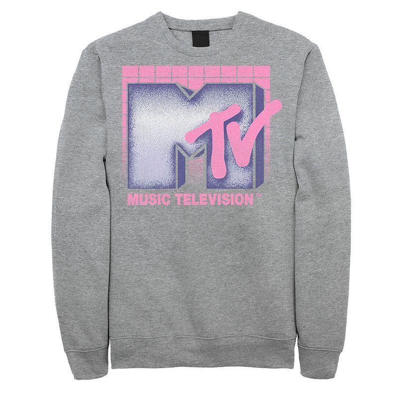 Men's MTV Music Television Logo '80s Grid Sweatshirt, Size: Small, Athletic Grey Product Image