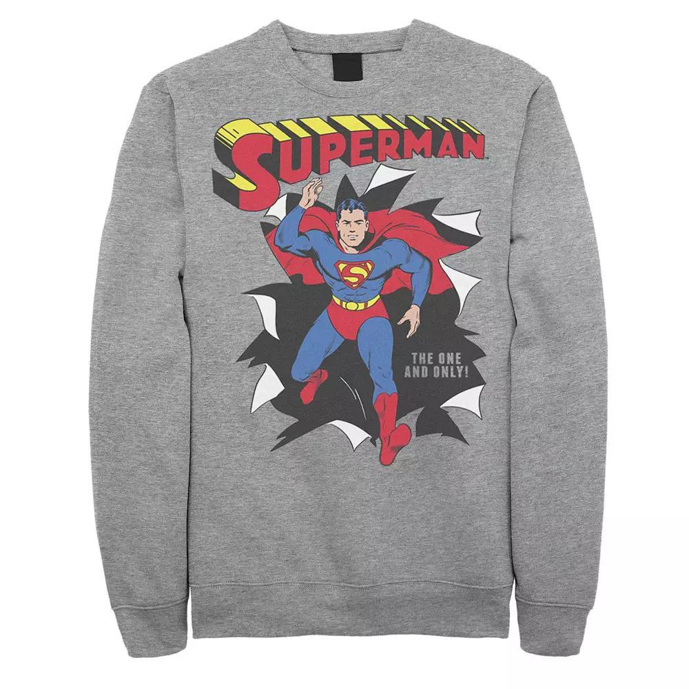 Men's DC Comics Superman Through Wall Poster Sweatshirt, Size: XL, Athletic Grey Product Image