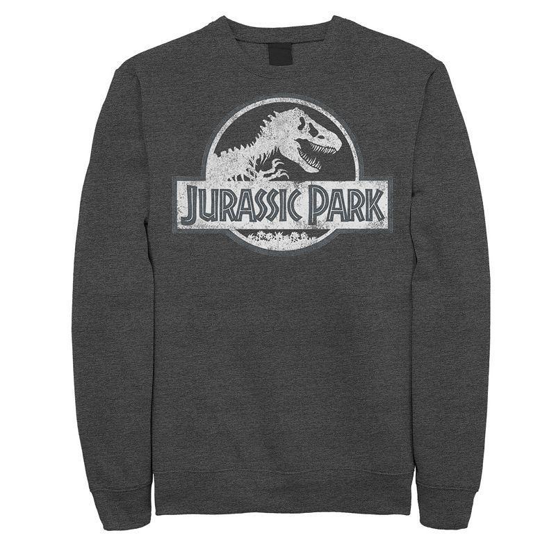 Men's Jurassic Park White Distressed Circle Logo Fleece Graphic Pullover,  Product Image