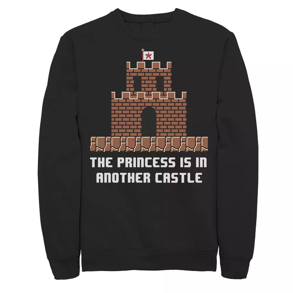 Men's Super Mario The Princess Is In Another Castle Sweatshirt, Size: XL, Black Product Image