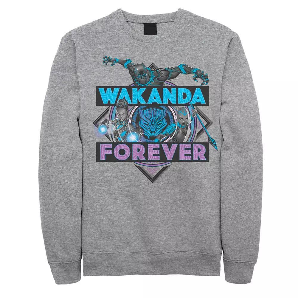 Men's Marvel Black Panther Wakanda Forever Neon Colors Fleece, Size: Large, Athletic Grey Product Image