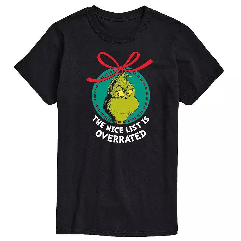 Men's Dr. Seuss The Grinch Nice List Overrated Graphic Tee, Size: Medium, Blue Product Image